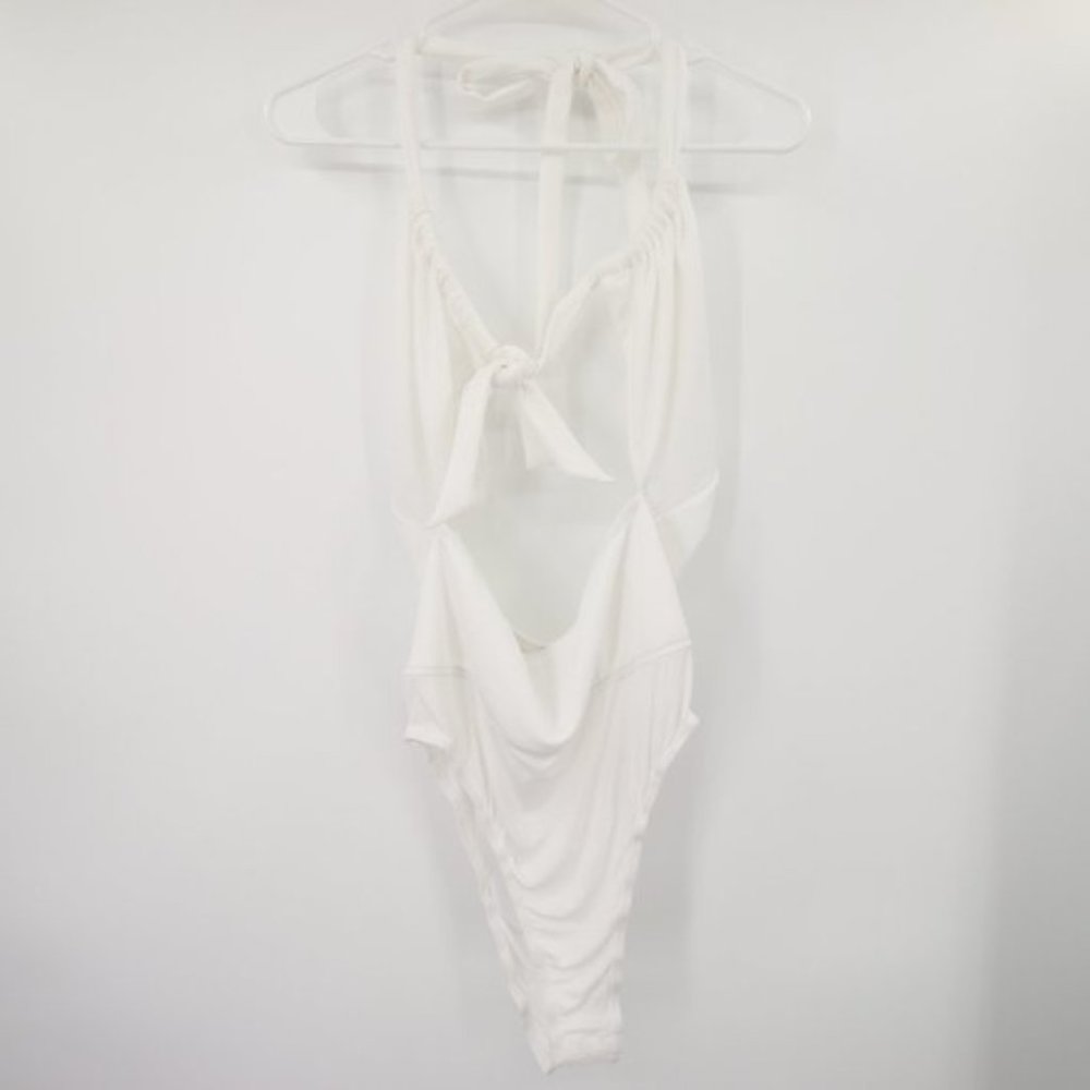 NWT Princess Polly White Ribbed London Bodysuit Size 12